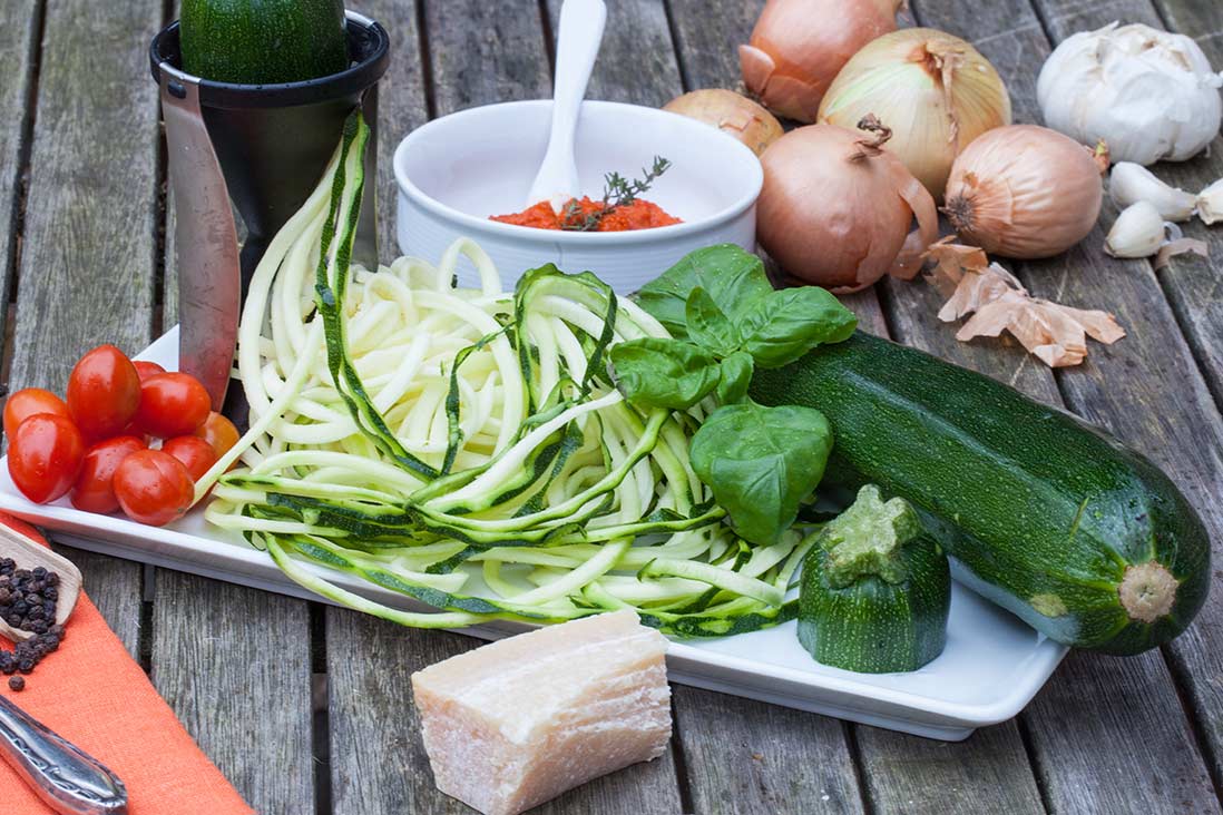 Zoodles sind aus Zucchini hergestellte Nudeln