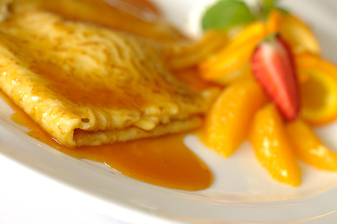 Crepe, Orangen, Erdbeere, Likör