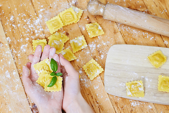 Ravioli, Mehl, selbstgemacht