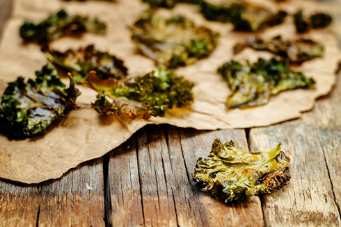 Kale Chips frisch aus dem Ofen