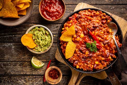 Chili con carne mit Nachos