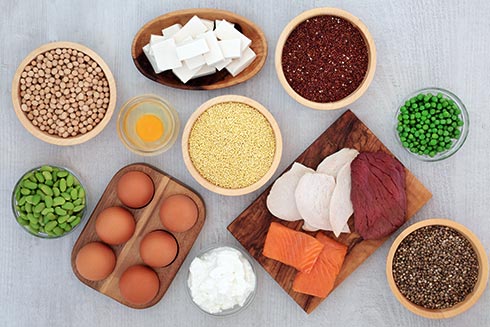 Proteinquellen wie Soja, Fisch oder Hülsenfrüchte