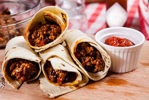 Burritos sind Weizenfladen mit Füllung