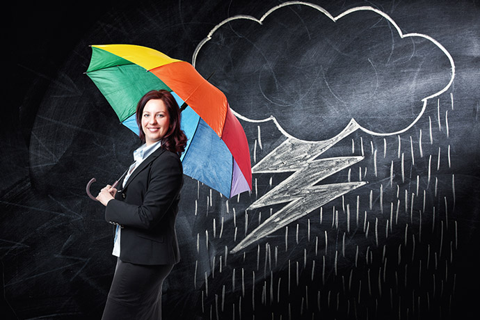 Frau mit Regenschirm