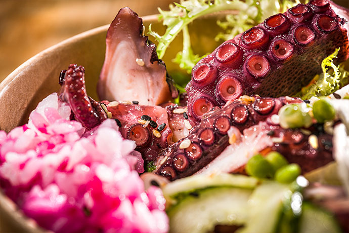 CHEFS CULINAR Rezept Jelly-Poké mit Rosa-Sushireis