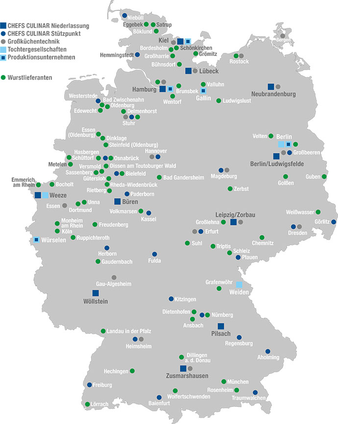 CHEFS CULINAR Landkarte  der Wurst-Lieferanten