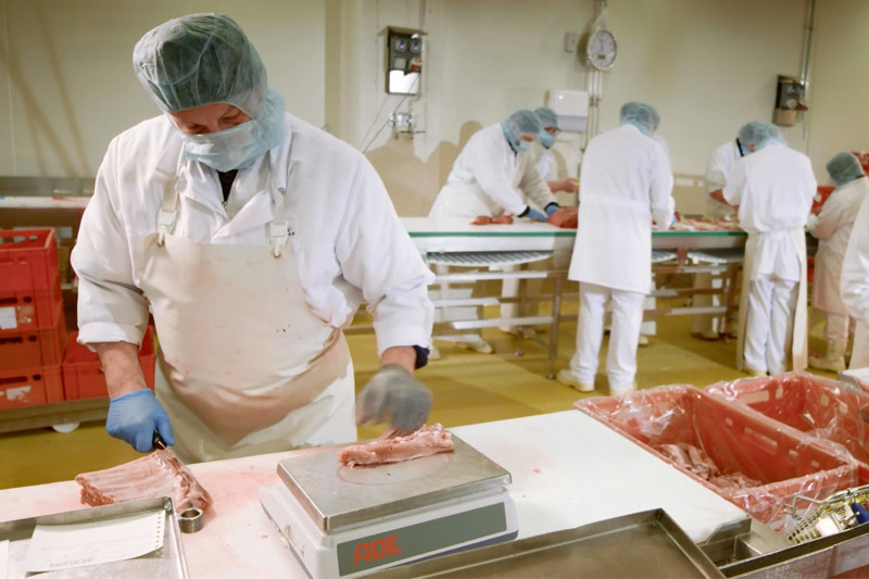 In 8 eigenen EU-Fleischereien wird das Fleisch für unsere Kunden veredelt