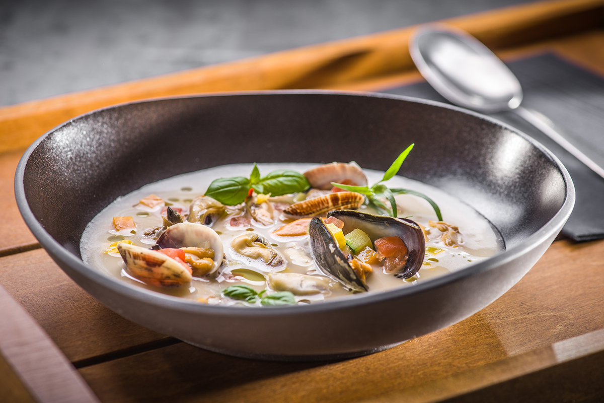 Muscheltopf mit eingelegtem Kürbis | Rezept