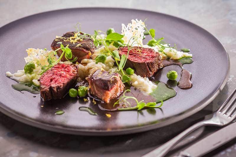 Side Cuts vom Ochsen | Risotto | Erbsen