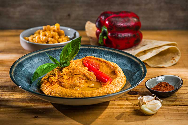 Gegrillter Paprika-Hummus