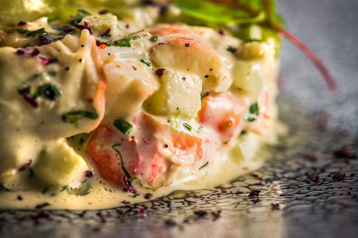 King Crab-Tatar &amp; Apfelsorbet | Rezept