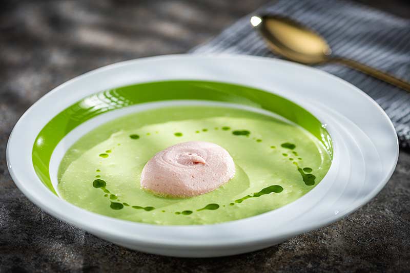 Erbsenschaumsuppe mit Kasseler