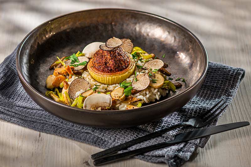 Gegrillte Gemüsezwiebel /Trüffel-Risotto
