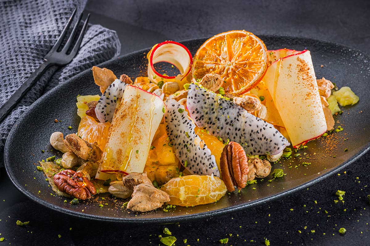 Karamellisierte Fruchtbowl