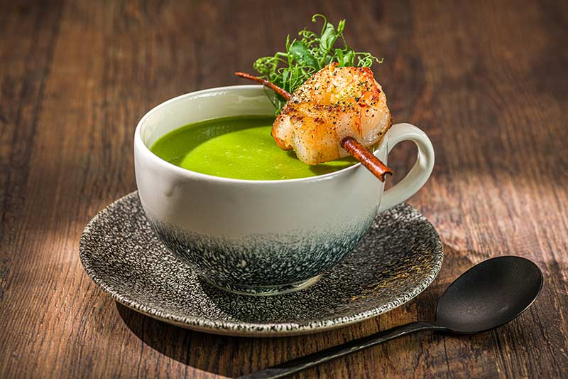 Erbsensuppe & Garnele