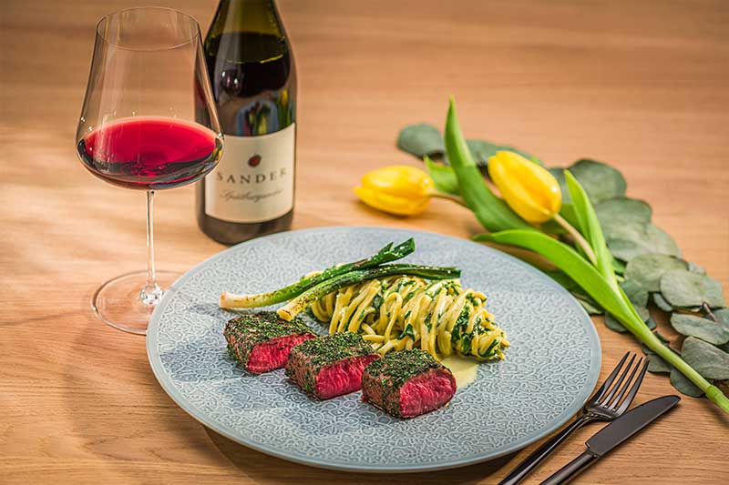 Lammlachs mit Trüffelpasta