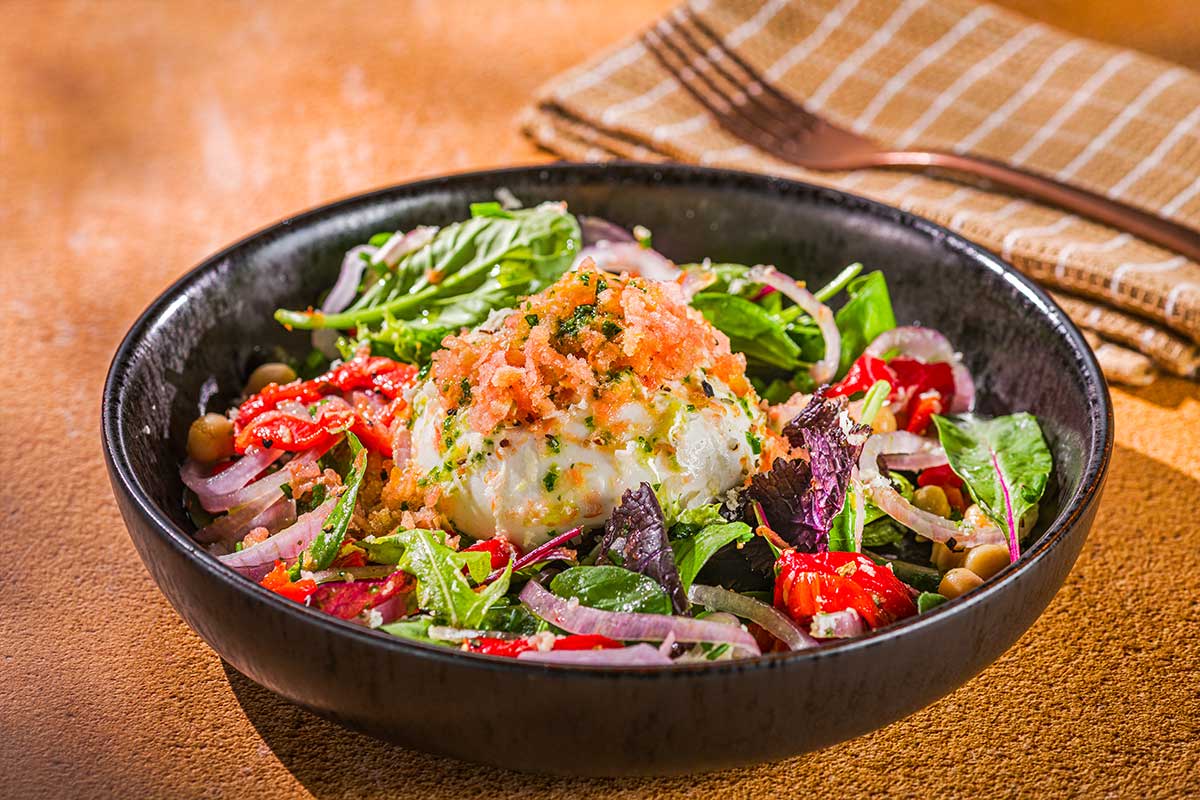 Vegane Buratta mit freeze Tomaten