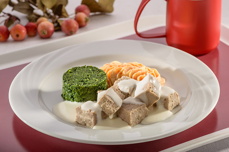 Hähnchenragout-Terrine mit Spinatflan
