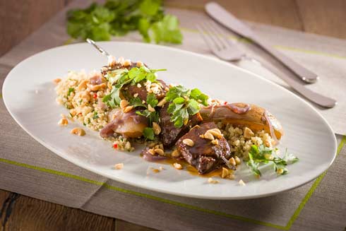 Seitan-Saté mit Quinoa-Risotto