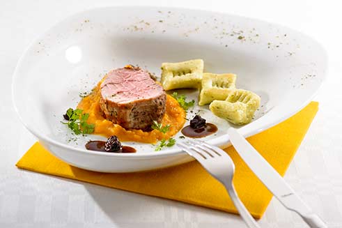 Schweinefilet mit Hokkaidokürbis-Püree