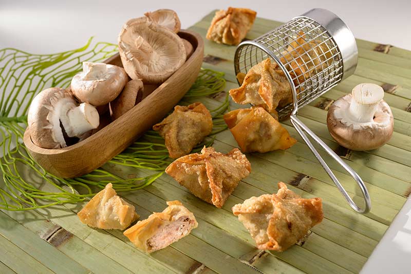 Wan Tan gefüllt mit Rindfleisch und Pilzen