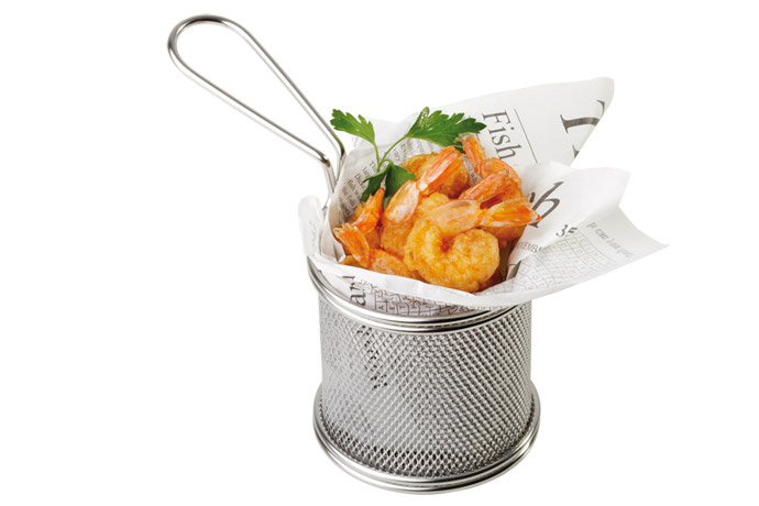 APS, Serie Snack-Holder, Servier-Frittierkorb, Edelstahl, Ø 9 cm, H 8,5 cm, Grifflänge 9 cm