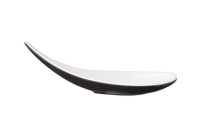 APS, Fingerfood L&#246;ffel „BOAT“, weis/schwarz, 14,5 x 4,5 cm , H 4,5 CM
