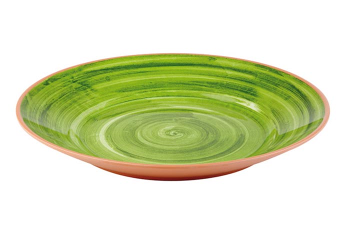 APS, Teller "La Vida", Melamin, innen grün, außen terracottafarben, Ø 40,5 cm, H 5,5 cm