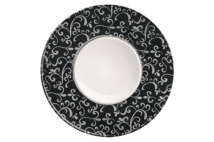 Bauscher, Serie Compliments, Exquisitfahnenteller, flach, 34 cm, Dekor Glimmer Floral