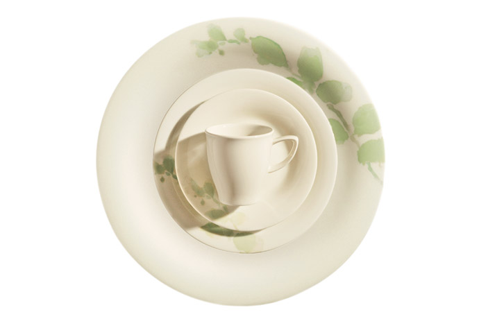 Bauscher, Serie Raffinesse, Teller flach, 26 cm, Dekor Fleury grün