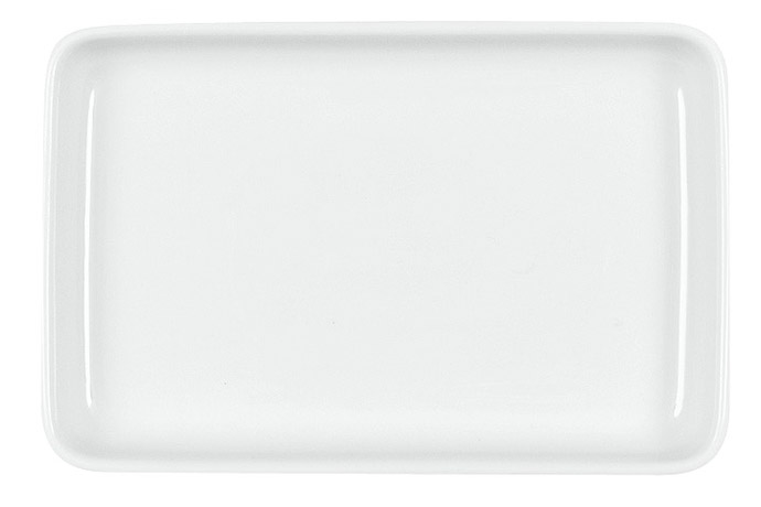 Bauscher, Serie Systemgeschirr, Dialogrelief, Platte tief, rechteckig, 18,6 x 12,2 cm, H 2,9 cm, 0,34 l