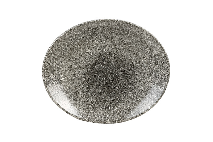 Churchill, Raku, Quarts Black, Oval Coupe Plate, 19,2 cm