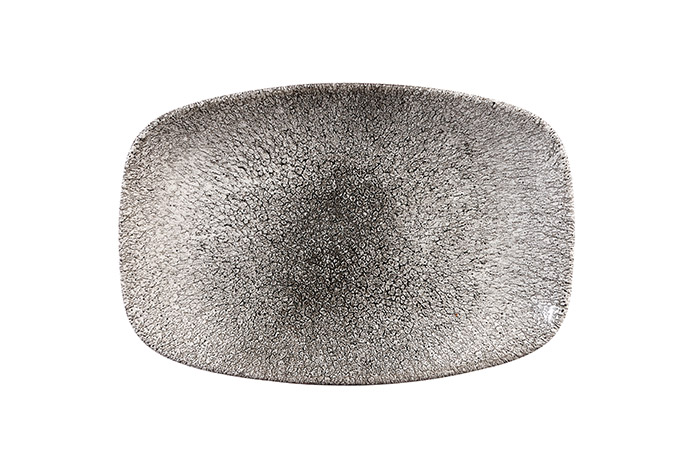 Churchill Studio Raku, Quartz Black, Chefs Oblong Plate, 23,7 x 15,7 cm