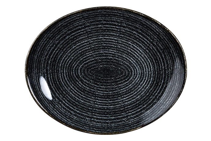 Churchill, Stonecast, Black Orbit, Oval Coupe Plate, 19,2 cm