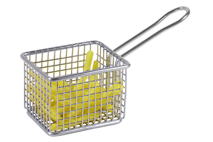 Contacto,  Servier-Frittierkorb eckig, Edelstahl, 10 x 8 cm, H 7 cm, Stiell&#228;nge 9,5 cm