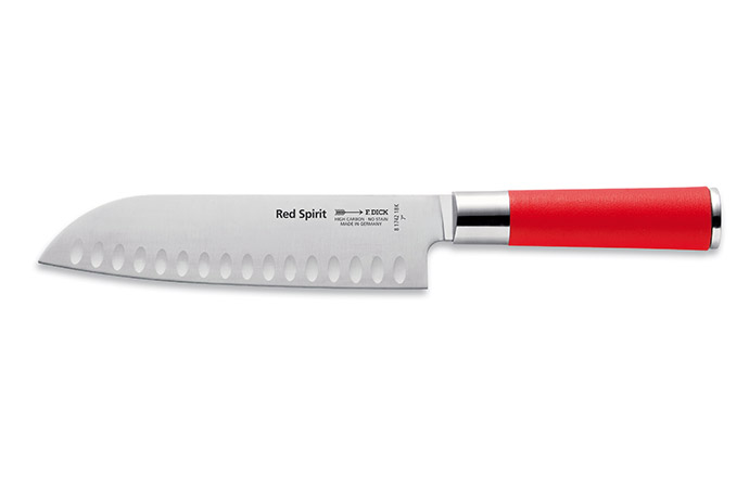 Dick, Serie Red Spirit, Kochmsser Santoku mit Kullenschliff, 18 cm
