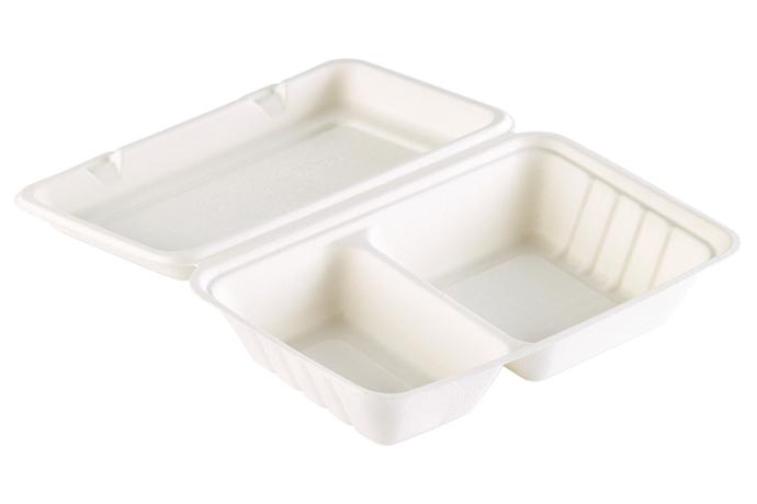 Duni, Bagasse-Menüeboxen, weiß, 2-geteilt, 470/300 ml