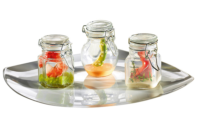 Horeka, Mini-Gl&#228;schen mit B&#252;gelverschluss und Silikonring, 6-eckig, 75 ml, H 80 mm