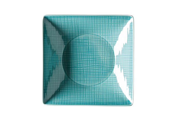 Rosenthal, Serie Mesh, Teller tief quadratisch, 20 cm , Dekor 405152 Aqua