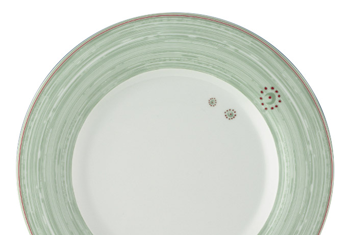 Schönwald, Serie Avanti, Teller flach, breite Fahne, 32 cm, Dekor Fond grün