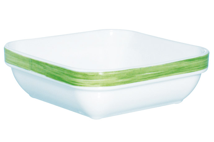 Table Roc, Arcoroc, Serie Brush green, Salatschüssel, eckig, 0,22 l, 11 x 11 cm H 3,6 cm