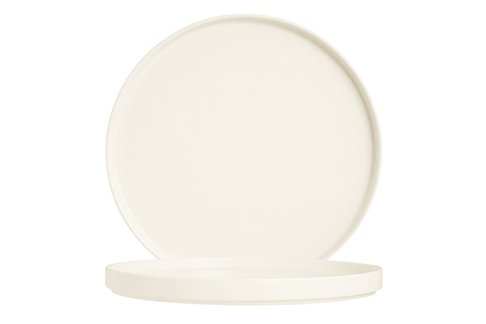 Table Roc, Fjords, Teller flach Uni 25cm, stapelbar, cremeweiß